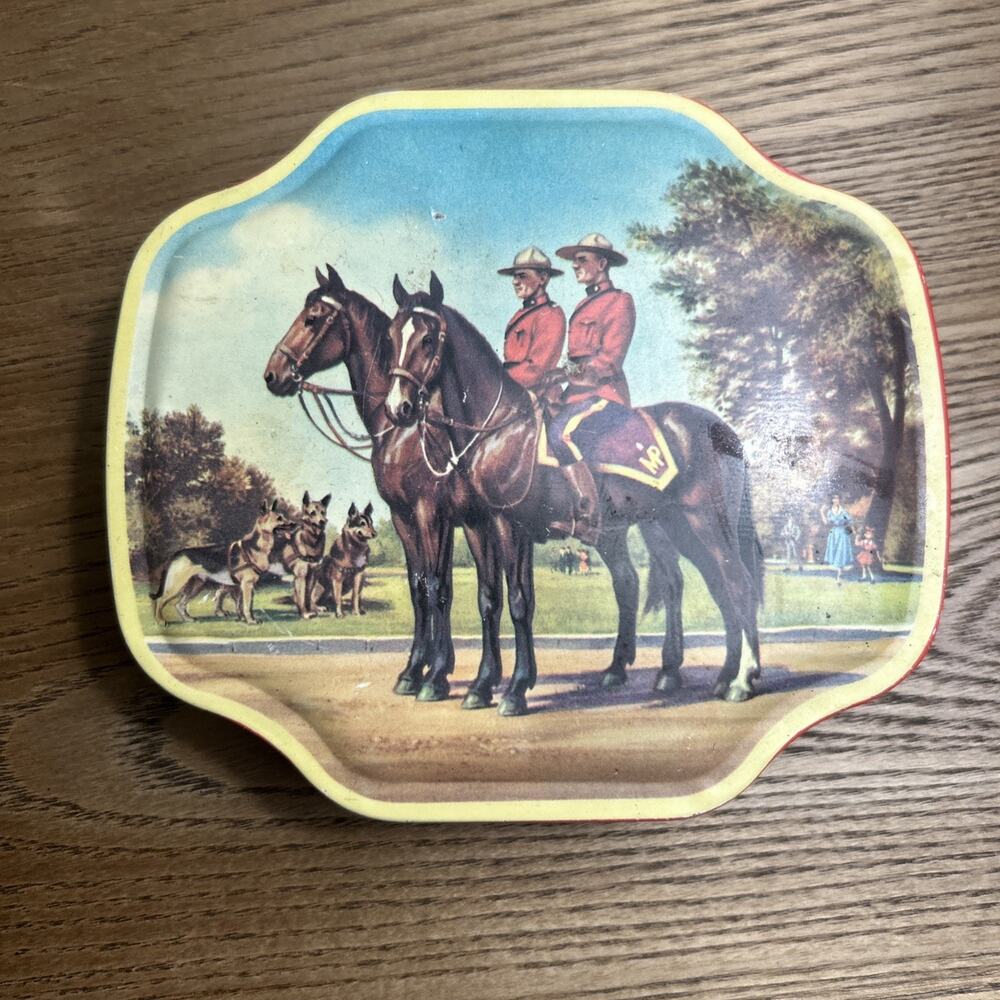 Horner Vintage Candy Tin Royal Canadian Mounties Collectible, Made in England